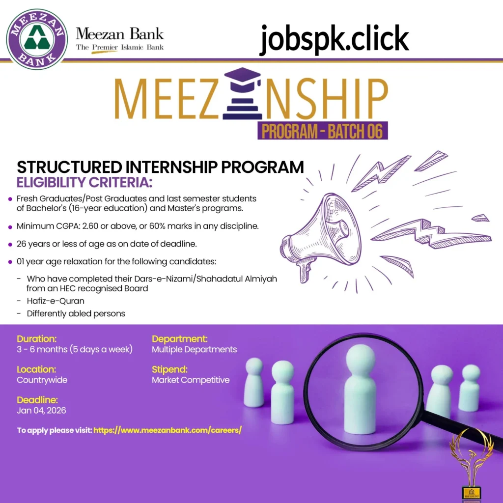 Meezan Bank Internship 2025 Meezanship Program Batch 06 Advertisement