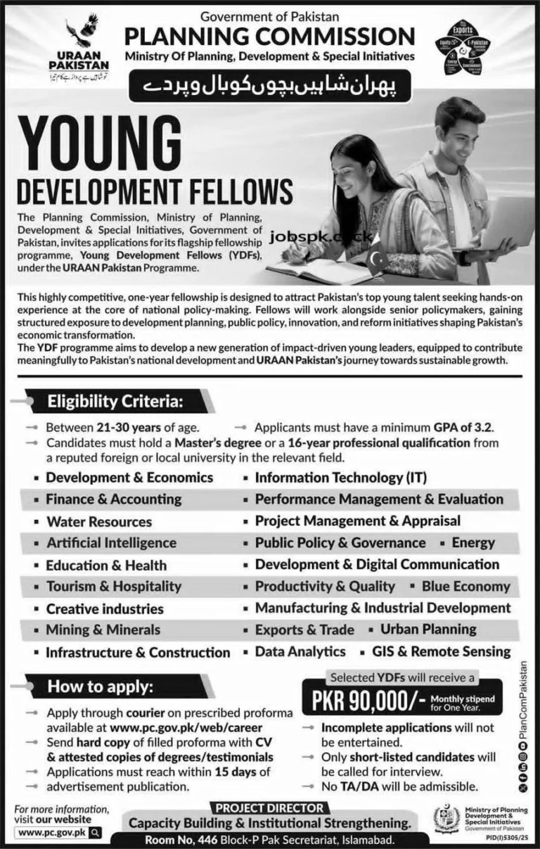 Young Development Fellows (YDF)Program 2025 Apply | Official 1 Young Development (YDF) Fellows Program 2025 Planning Commission Pakistan Advertisement