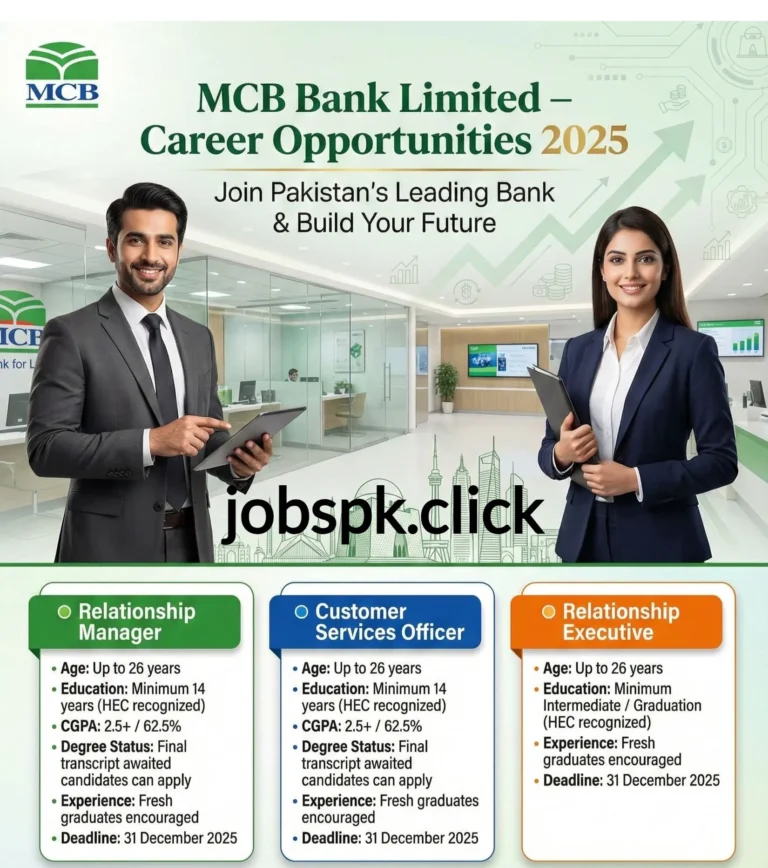 MCB Bank Jobs 2025 official advertisement