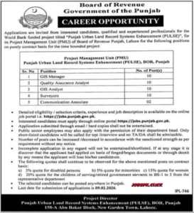 Board of Revenue Punjab (BOR) Jobs 2026: 42+ Posts - Apply Now 1 BOR Jobs 2026 Official Advertisement