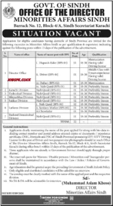 Government of Sindh Jobs 2026 Minorities Affairs Official Advertisement