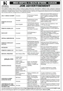 Indus Hospital Karachi Jobs 2026 official Advertisement