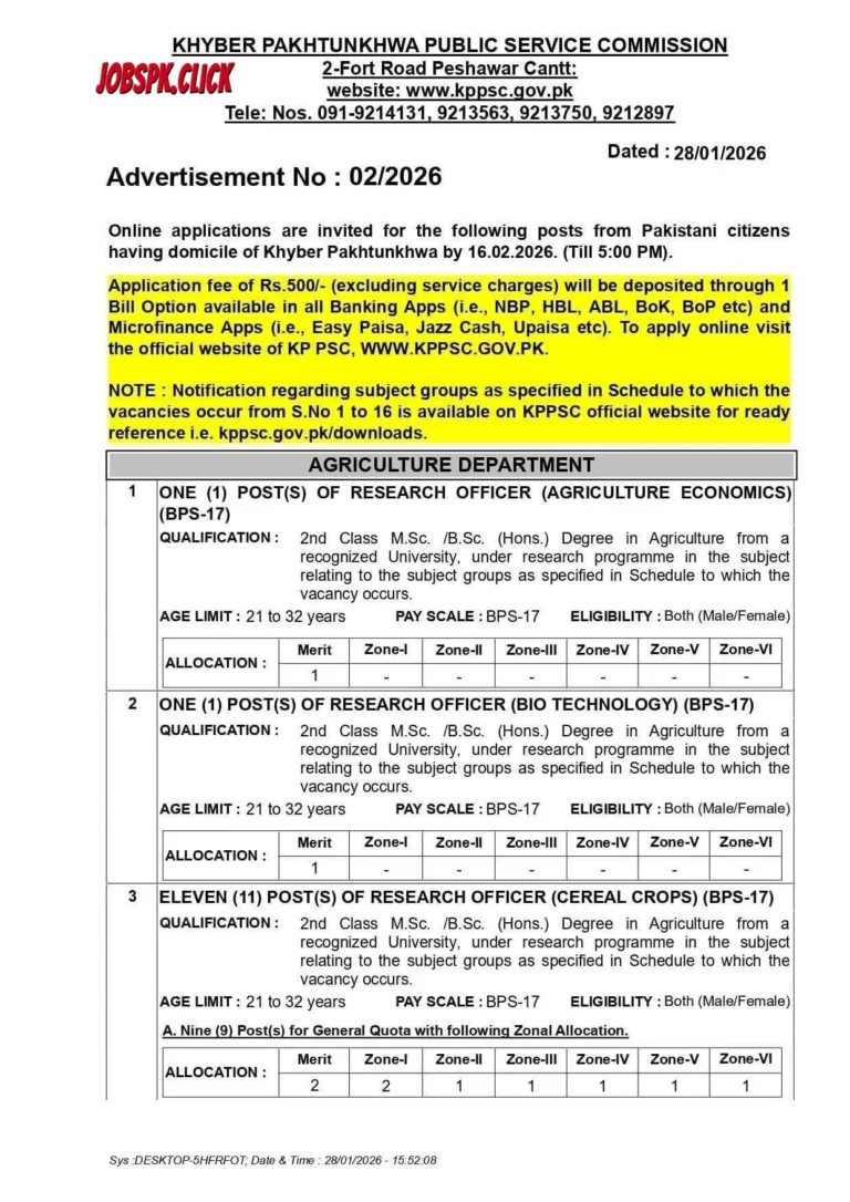 KPPSC Jobs Advertisement No. 02/2026