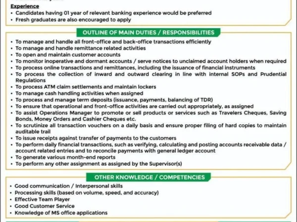 NBP General Banking Officer Jobs 2026 official Advertisement
