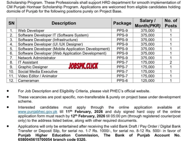 PHEC Jobs 2026 Official Advertisement