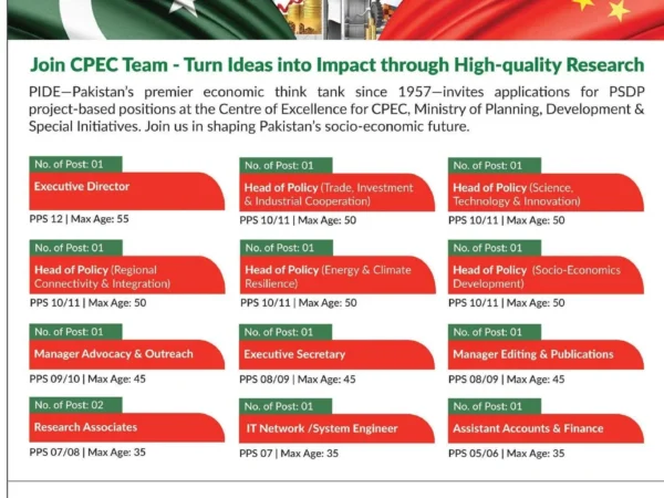 PIDE CPEC Jobs 2026 Official Advertisement