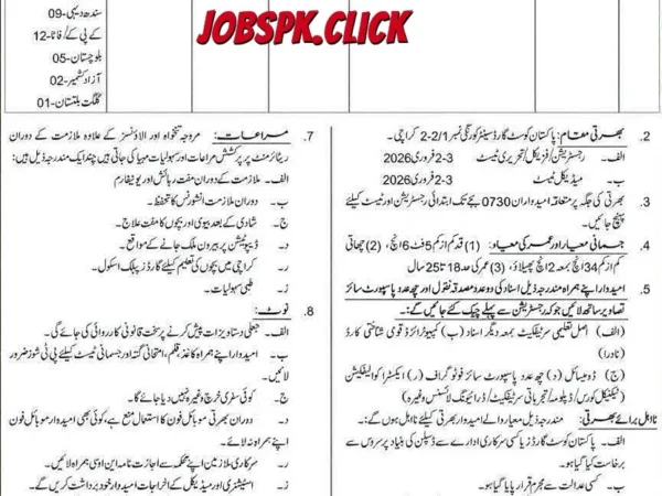 Pakistan Coast Guards Jobs 2026