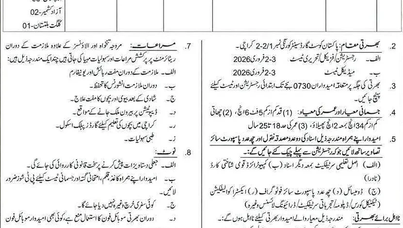 Pakistan Coast Guards Jobs 2026