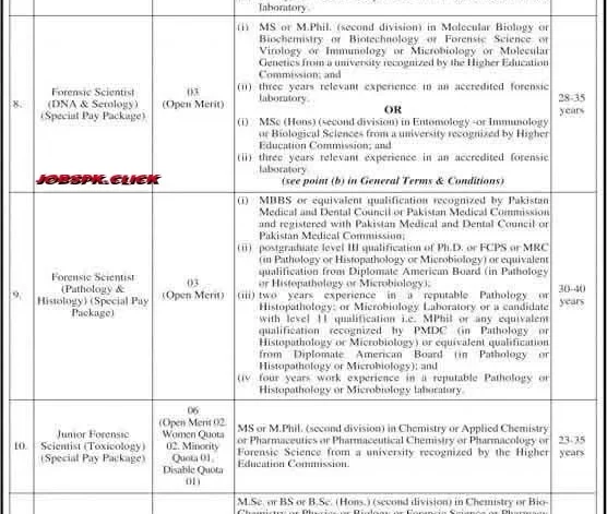 Punjab Forensic Science AgencyJobs 2026 Official Advertisement