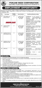 Punjab Seed Corporation Jobs 2026 Official Advertisement