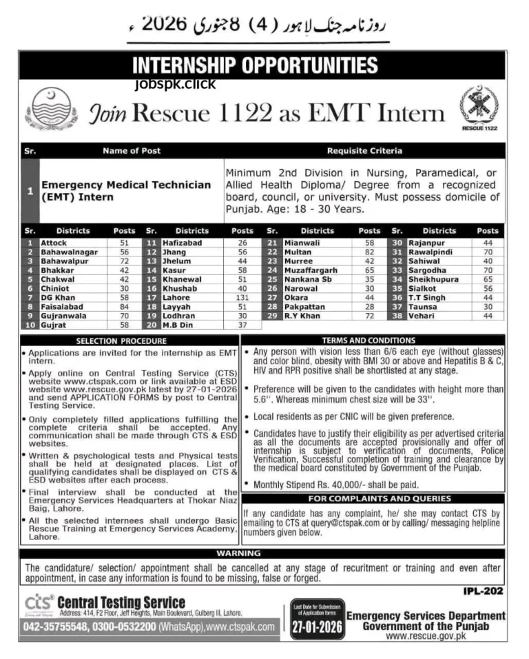 Rescue 1122 EMT Internship