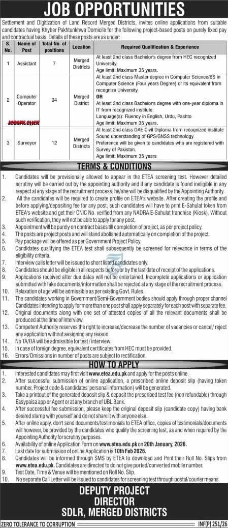 SDLR Merged Districts Jobs 2026 Official Advertisement
