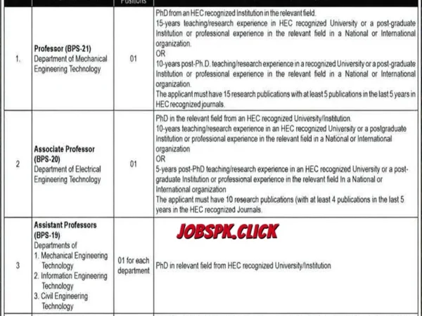 Shuhada-e-APS University of Technology Nowshera Faculty Jobs 2026 official Advertisement