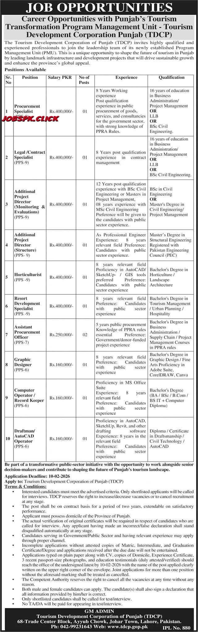 Tourism Development Corporation Punjab (TDCP) Jobs 2026 | 10+ Posts | Apply Now 1 Tourism Development Corporation Punjab (TDCP) Jobs 2026 Official Advertisement