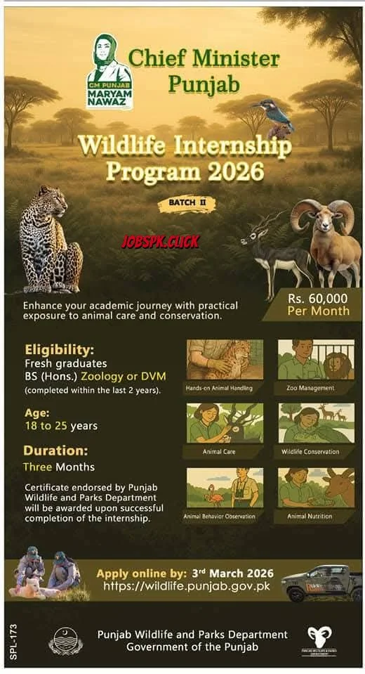 CM Punjab Wildlife Internship Program 2026 – Apply Online Now 20 CM Punjab Wildlife Internship Program 2026 Official Advertisement