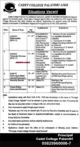 Cadet College Palandri AJ&K Jobs 2026 Official Advertisement