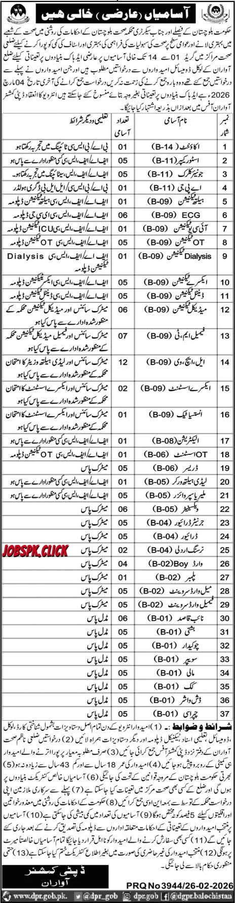 District Health Officer Awaran Jobs 2026 Official Advertisement