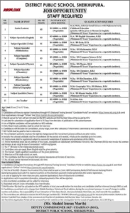 District Public School Sheikhupura Jobs 2026 Official Advertisement