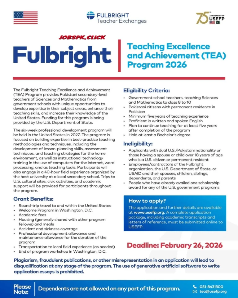 Fulbright TEA Program 2026 | Teaching Excellence and Achievement Program Official Advertisement