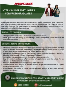 Higher Education Regulatory Authority (HERA) KPK Internship 2026 | Fresh Graduates | Apply Online | Last Date 5 March 2026 1 Higher Education Regulatory Authority (HERA) KPK Internship 2026 Official Advertisement