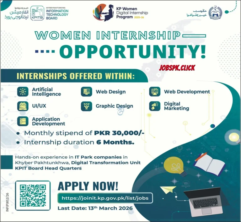 KP Women Digital Internship Program 2026 | Apply Online 12 KP Women Digital Internship Program 2026 Official Advertisement