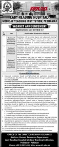 Lady Reading Hospital Medical Teaching Institution Peshawar Jobs 2026 | Apply Online 1 Lady Reading Hospital Medical Teaching Institution Peshawar Jobs 2026 Official Advertisement