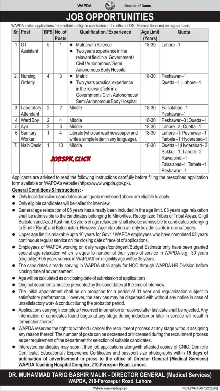Latest WAPDA February Jobs 2026 Official Advertisement