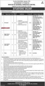 Ministry of Interior and Narcotics Control Jobs 2026 Official Advertisement