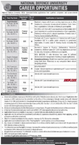 National Defence University (NDU) Jobs 2026 Official Advertisement