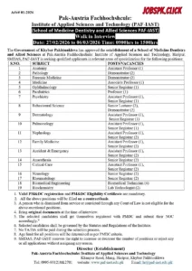 Pak-Austria Fachhochshcule Walk in Interview Jobs 2026 Official Advertisement