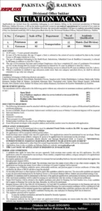 Pakistan Railways Divisional Office Sukkur Jobs 2026 Official Advertisement
