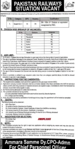 Pakistan Railways Guard Gr-I Jobs 2026 Official Advertisement