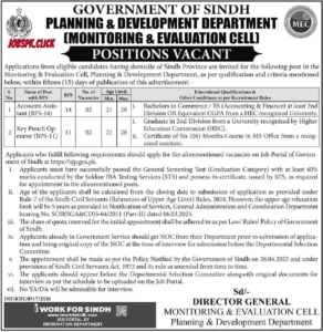 Planning & Development Department Sindh Jobs 2026 Official Advertisement