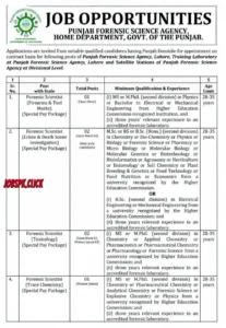Punjab Forensic Science Agency (PFSA) Jobs 2026 Official Advertisement
