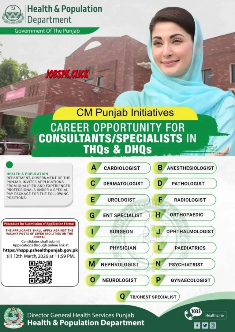 Punjab Health and Population Department Consultants Jobs 2026 Official Advertisement