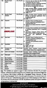 Rawalpindi Women University Walk-in Interviews Jobs 2026 Official Advertisement