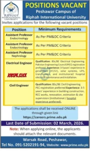 Riphah International University Peshawar Campus Jobs 2026 Official Advertisement