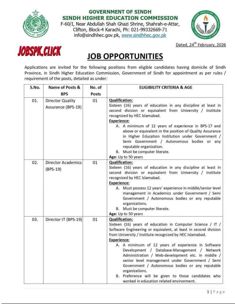 Sindh HEC Jobs 2026 | Apply Now 1 Sindh HEC Jobs 2026 Official Advertisement