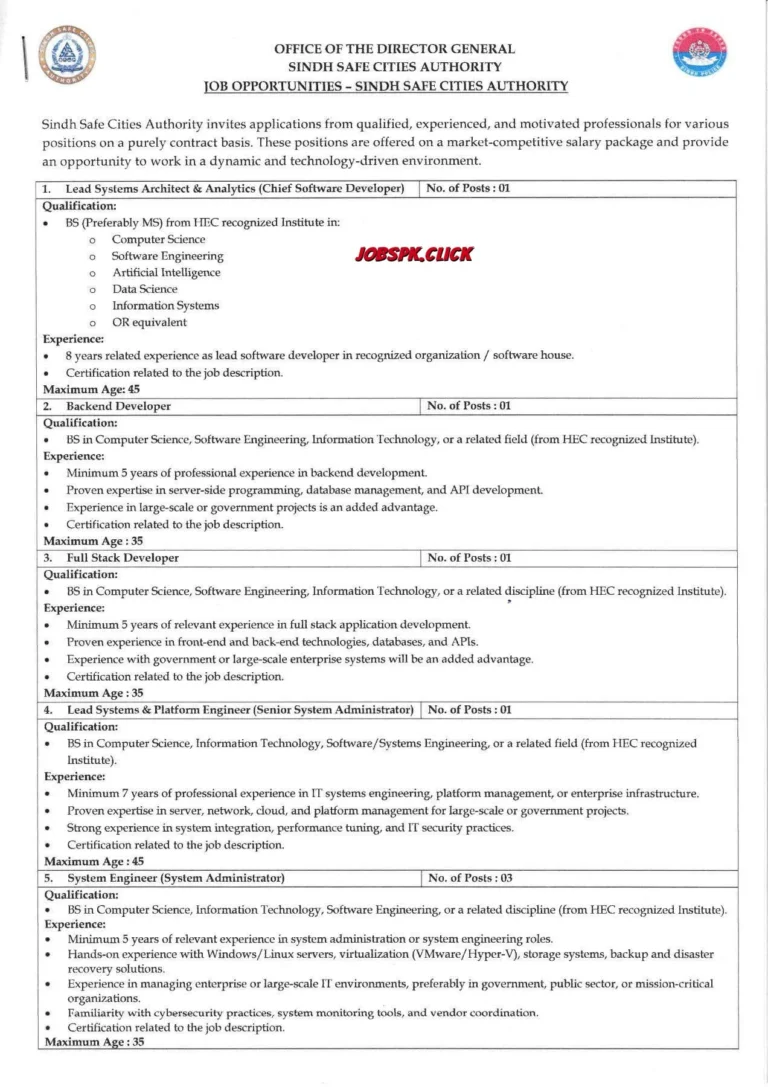 Sindh Safe Cities Authority Jobs 2026 | 28 Govt Vacancies | Apply before Feb 20 1 Sindh Safe Cities Authority Jobs 2026 Official Advertisement