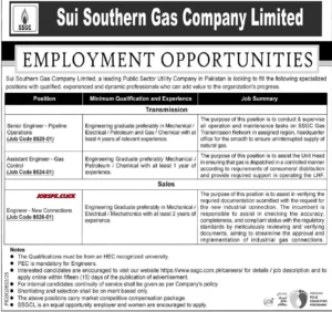 Sui Southern Gas Company Limited (SSGC) Latest February Jobs 2026 Official Advertisement