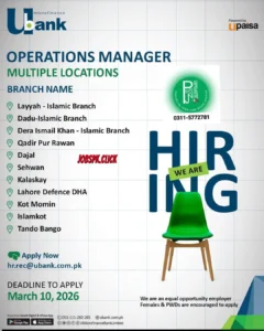 U Bank Jobs 2026 Official Advertisement