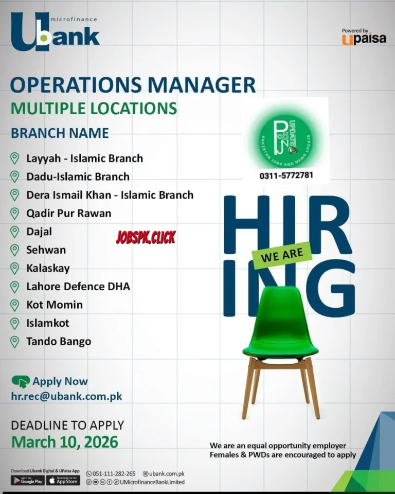 U Bank Jobs 2026 | Operations Manager | Multiple Locations | Apply Online 9 U Bank Jobs 2026 Official Advertisement
