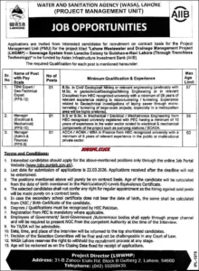 WASA Lahore Jobs 2026 | Apply Online 1 WASA Lahore Jobs 2026 Official Advertisement