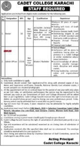 Cadet College Karachi March Jobs 2026 Official Advertisement