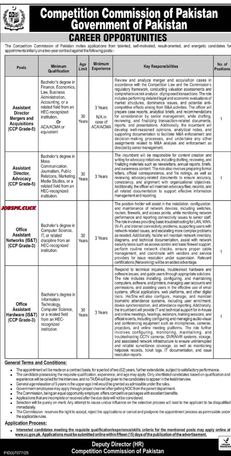 Competition Commission March Jobs 2026 | Multiple Govt Vacancies | Apply Online 14 Competition Commission March Jobs 2026 Official Advertisement