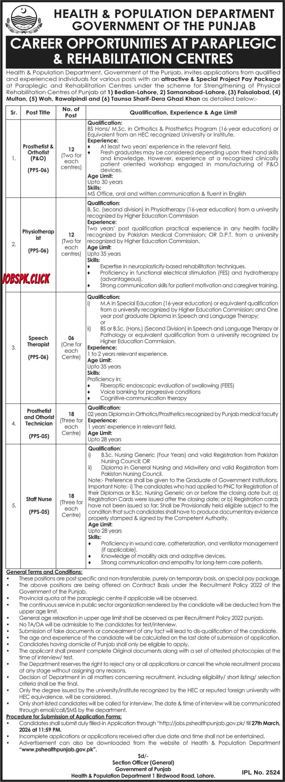 Health & Population Department Punjab PRC Jobs 2026 Official Advertisement
