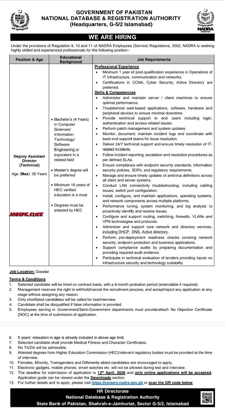 NADRA March Jobs (Ad.3) 2026 