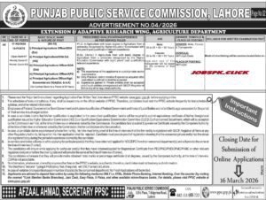 PPSC Advertisement No 04/2026 | 52+ Punjab Public Service Commission Vacancies | Apply Online 3 PPSC Advertisement No 04/2026