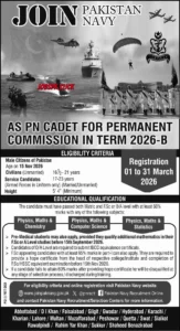 Pakistan Navy PN Cadet Jobs 2026-B Official Advertisement