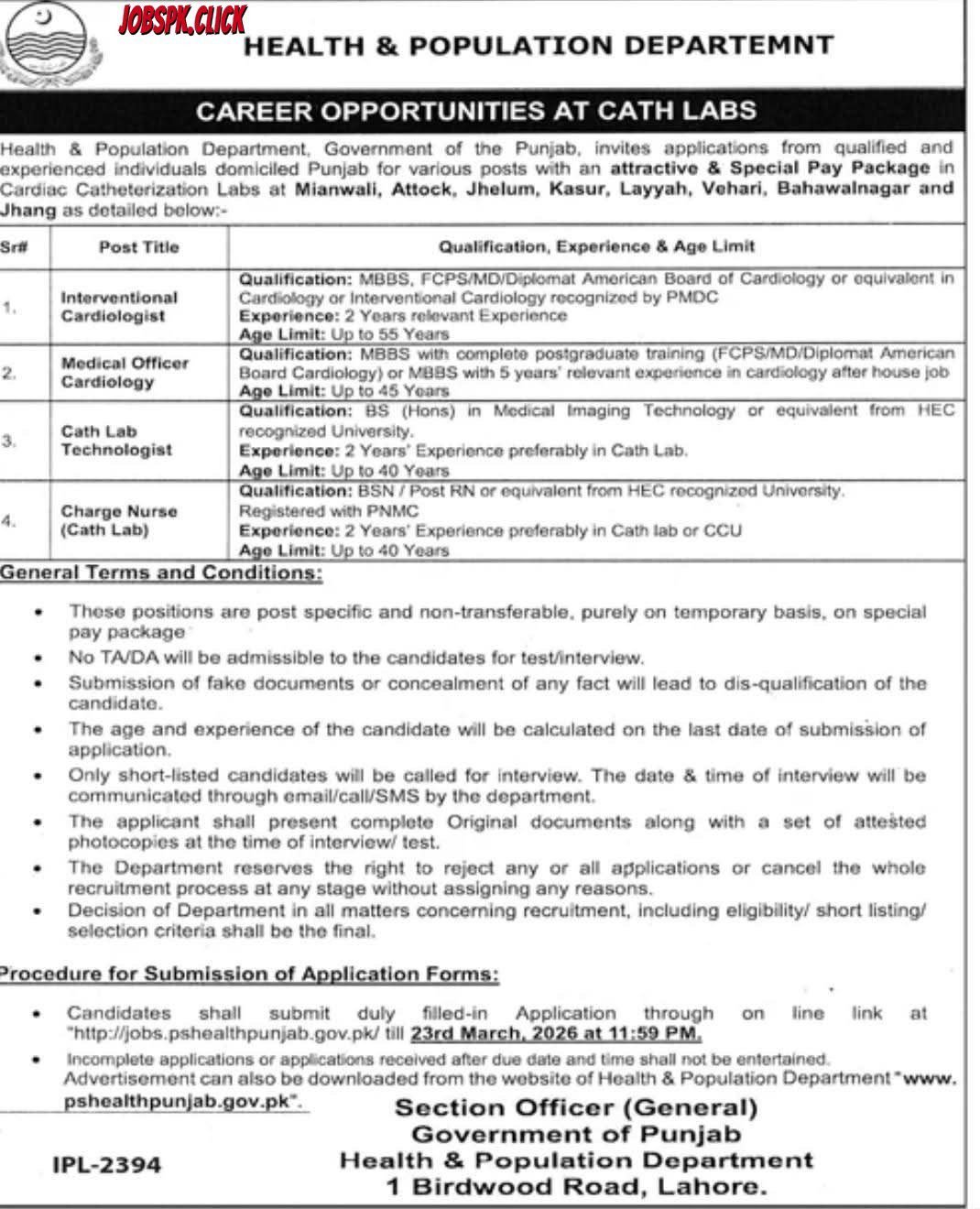 Punjab Health & Population Department Visiting Faculty and Cath Lab Jobs 2026 Apply Online| Multiple Vacancies Announced 2 Punjab Health & Population Department Visiting Faculty and Cath Lab Jobs 2026